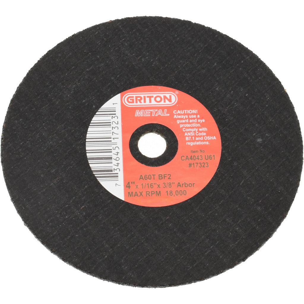 Value Collection - Cut-Off Wheel: Type 1 (01/41), 4 Dia, 1/16" Thick, 3/8" Hole, Aluminum Oxide | MSC Industrial Supply Co.