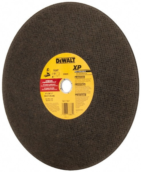 DeWALT Cut-Off Wheel: Type 1 (01/41), 14 Dia, 7/64" Thick, 1" Hole, Aluminum Oxide - 24 Grit, 4300 RPM, Reinforced, 1 per Pack