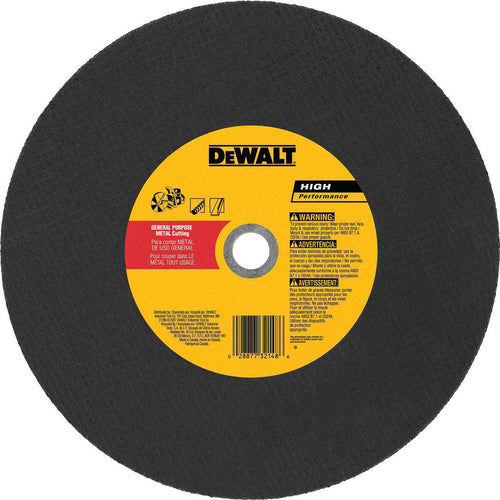 DeWALT Cut-Off Wheel: Type 1 (01/41), 14 Dia, 1/8" Thick, 20.000 mm Hole, Aluminum Oxide - 24 Grit, 5500 RPM, Reinforced, 1 per Pack