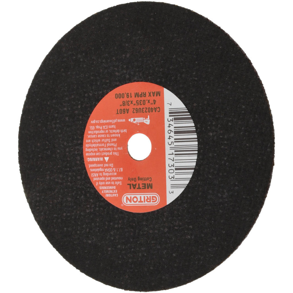 Value Collection - Cut-Off Wheel: Type 1 (01/41), 4 Dia, 0.0350" Thick, 3/8" Hole, Aluminum Oxide | MSC Industrial Supply Co.