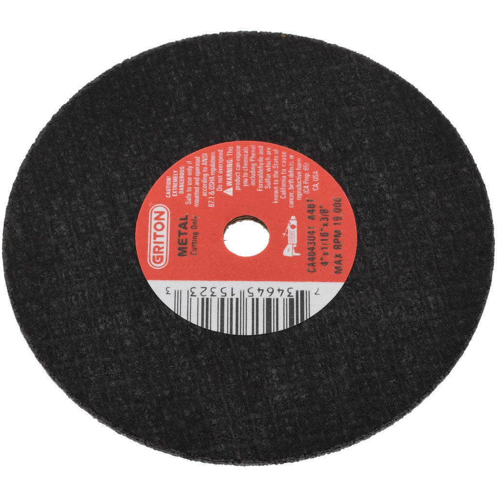 Value Collection - Cut-Off Wheel: Type 1 (01/41), 4 Dia, 1/16" Thick, 3/8" Hole, Aluminum Oxide | MSC Industrial Supply Co.