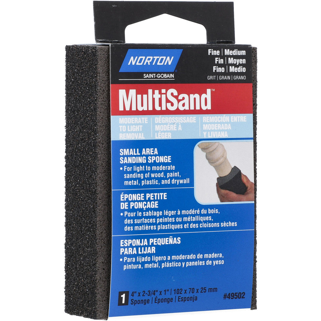 Norton - Sanding Sponge: 2-3/4" Wide, 4" Long, 1" Thick, Medium Grade | MSC Industrial Supply Co.