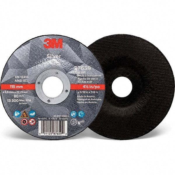 3M - Depressed-Center Wheel: Type 27 & Type 42, 4-1/2" Dia, 3/32" Thick, 7/8" Hole, Ceramic | MSC Industrial Supply Co.