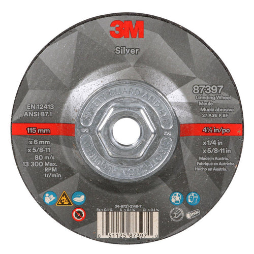 3M - Depressed-Center Wheel: Type 27, 4-1/2" Dia, 1/4" Thick, 5/8-11 Hole, Ceramic | MSC Industrial Supply Co.