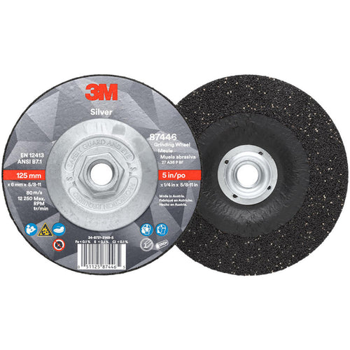 3M - Depressed-Center Wheel: Type 27, 5" Dia, 1/4" Thick, 5/8-11 Hole, Ceramic | MSC Industrial Supply Co.