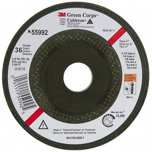 3M - Depressed-Center Wheel: Type 27, 4-1/2" Dia, 1/4" Thick, 7/8" Hole, Ceramic | MSC Industrial Supply Co.