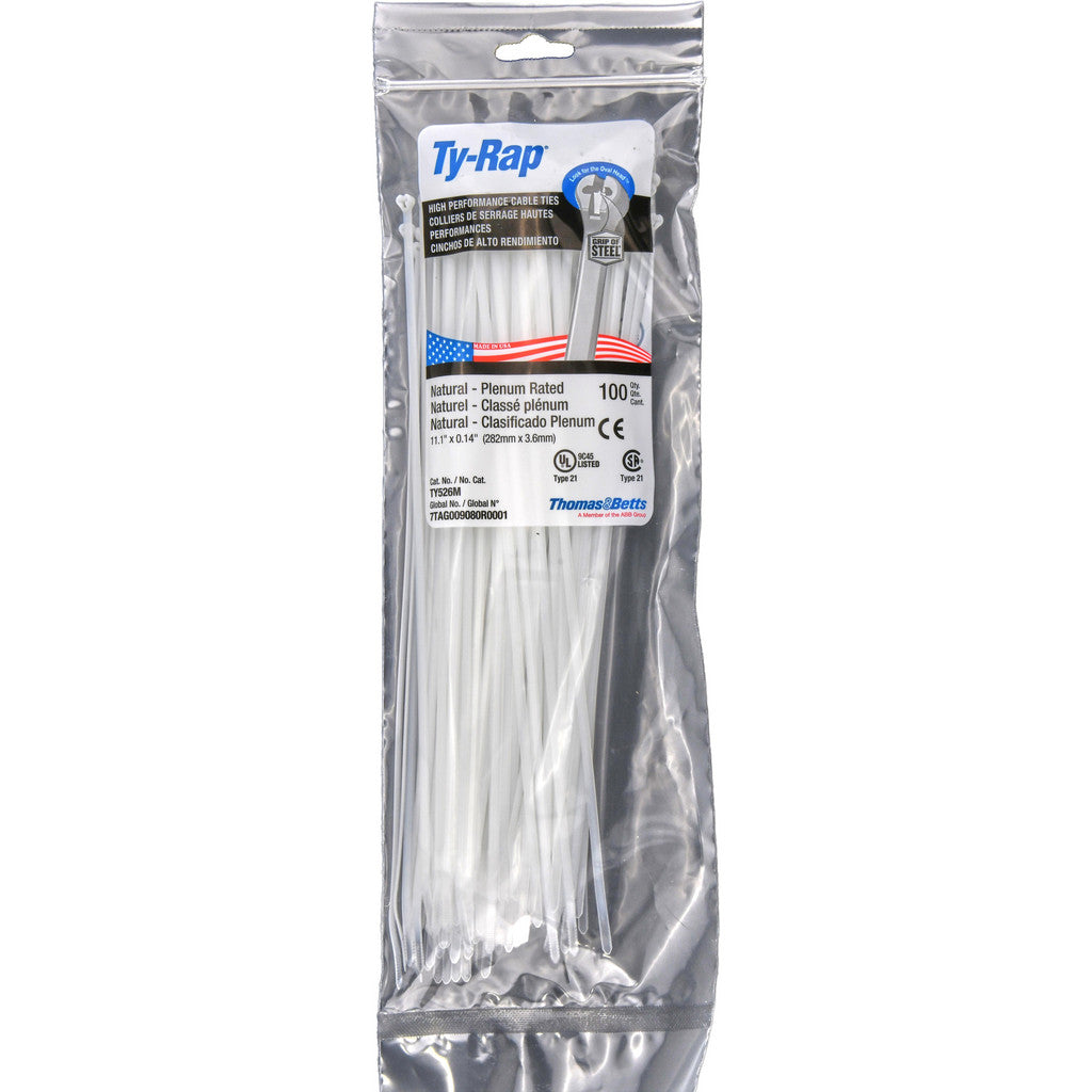 Thomas & Betts - Cable Tie: 11.1" Long, Natural, Nylon, Standard | MSC Industrial Supply Co.