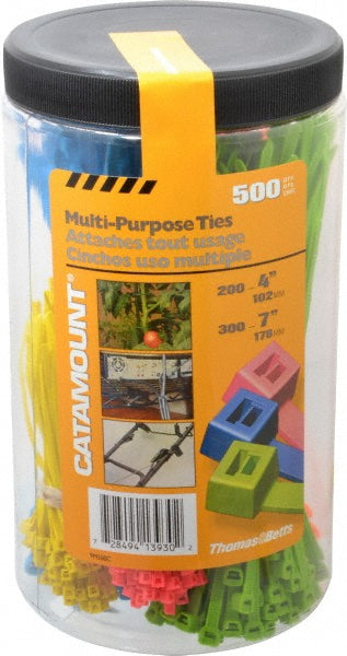 Thomas & Betts - 4 to 7 Inch Range, Blue, Green, Orange, Pink and Yellow Cable Ties | MSC Industrial Supply Co.