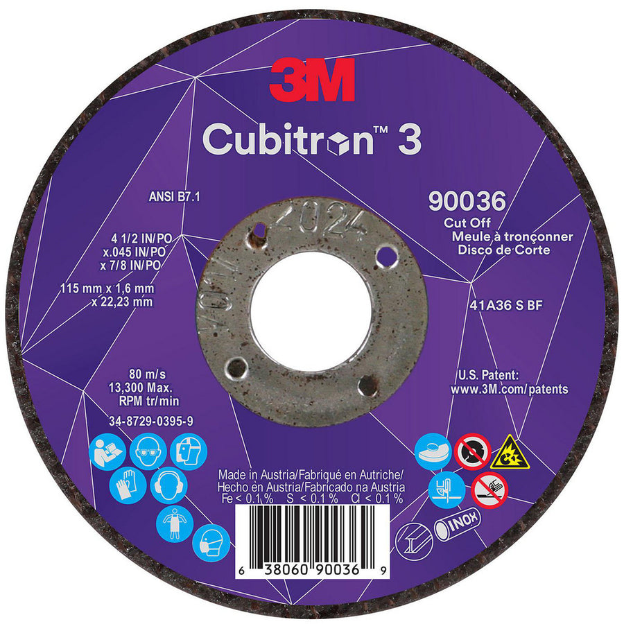 3M - Cut-Off Wheel: Type 1, 4-1/2 Dia, 0.0450" Thick, 7/8" Hole, Ceramic | MSC Industrial Supply Co.