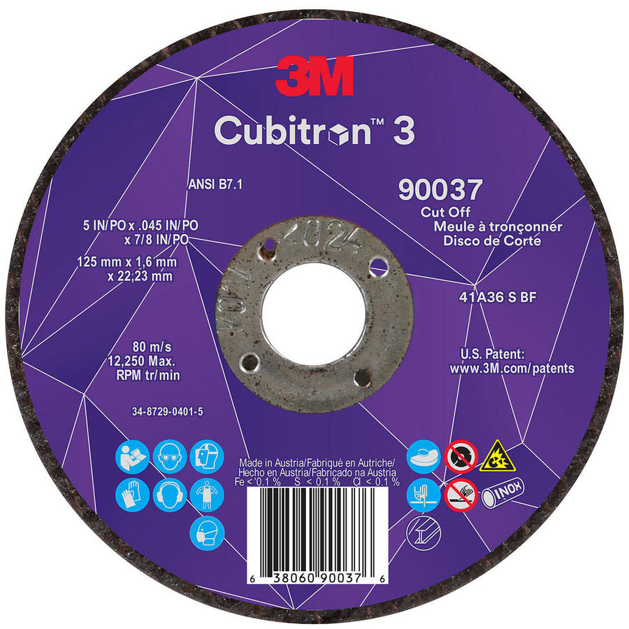 3M - Cut-Off Wheel: Type 1, 5 Dia, 0.0450" Thick, 7/8" Hole, Ceramic | MSC Industrial Supply Co.