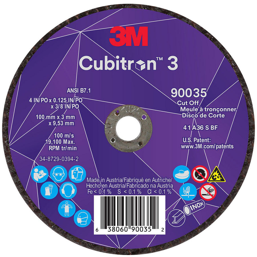 3M - Cut-Off Wheel: Type 1, 4 Dia, 0.1250" Thick, 3/8" Hole, Ceramic | MSC Industrial Supply Co.