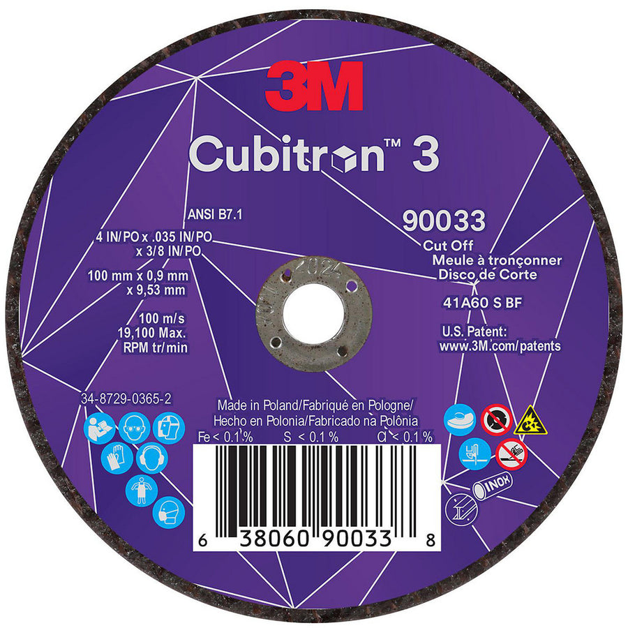 3M - Cut-Off Wheel: Type 1, 4 Dia, 0.0350" Thick, 3/8" Hole, Ceramic | MSC Industrial Supply Co.
