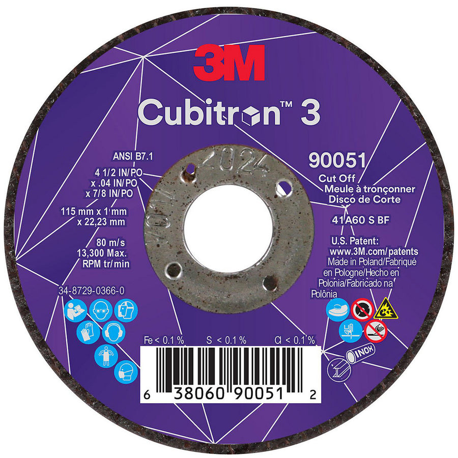 3M - Cut-Off Wheel: Type 1, 4-1/2 Dia, 0.0400" Thick, 7/8" Hole, Ceramic | MSC Industrial Supply Co.