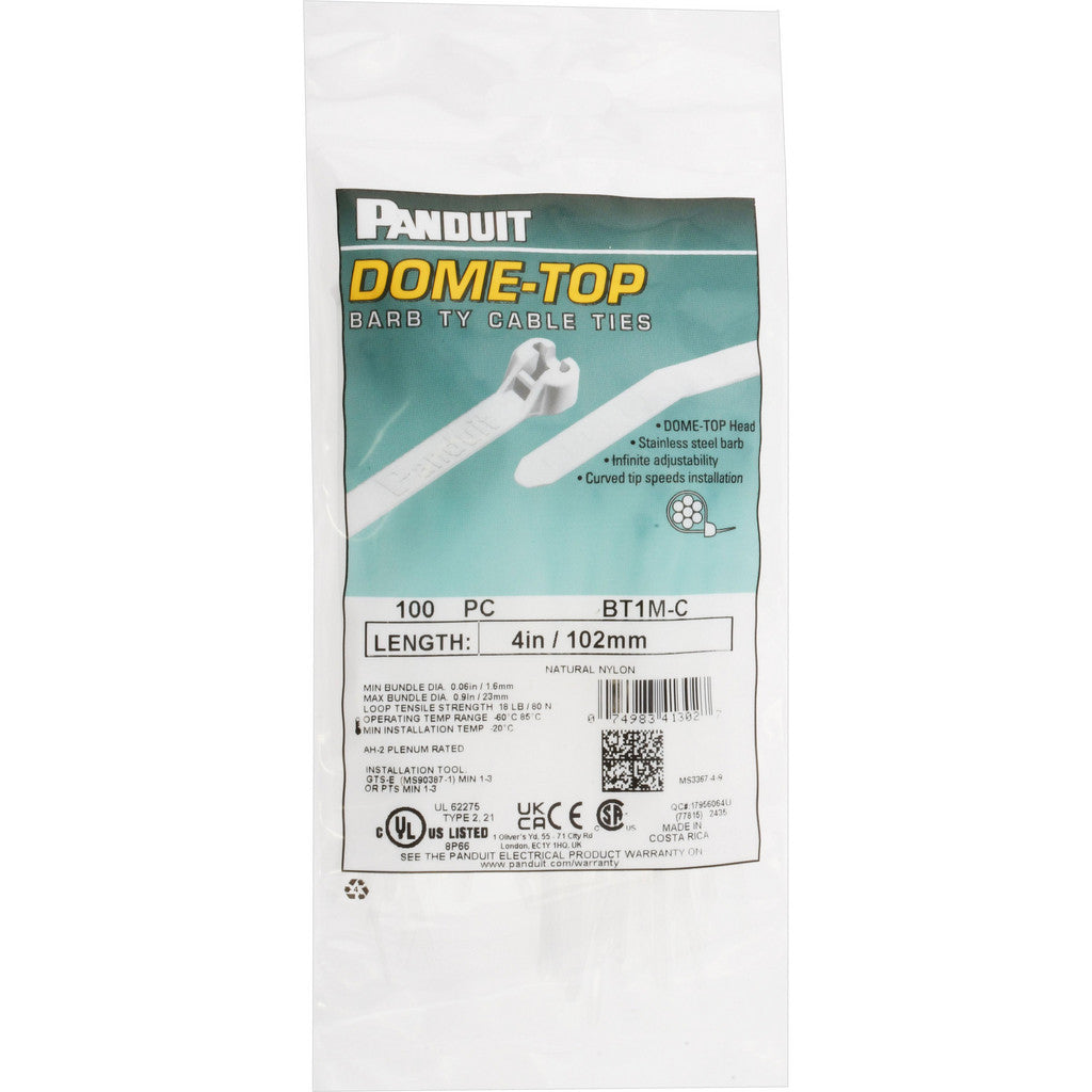 Panduit - Cable Tie: 4" Long, Natural, Nylon, Barbed | MSC Industrial Supply Co.
