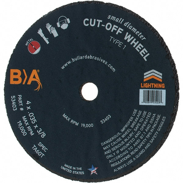 Value Collection - Cut-Off Wheel: Type 1 (01/41), 4 Dia, 0.0350" Thick, 3/8" Hole, Aluminum Oxide | MSC Industrial Supply Co.