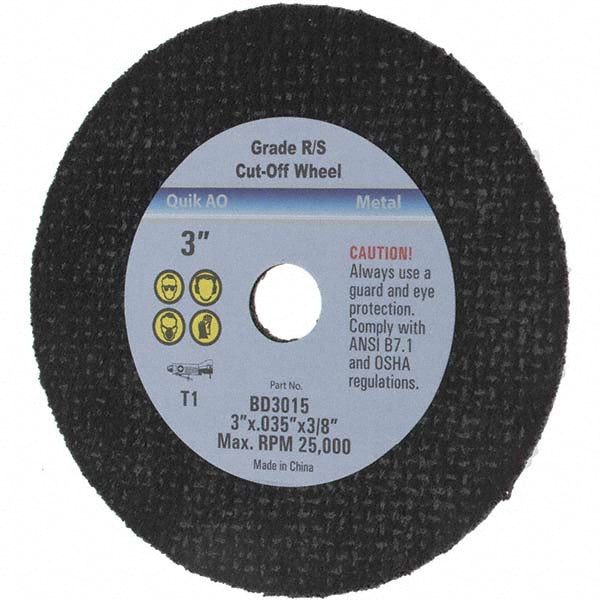 Value Collection - Cut-Off Wheel: Type 1 (01/41), 3 Dia, 0.0350" Thick, 3/8" Hole, Aluminum Oxide | MSC Industrial Supply Co.