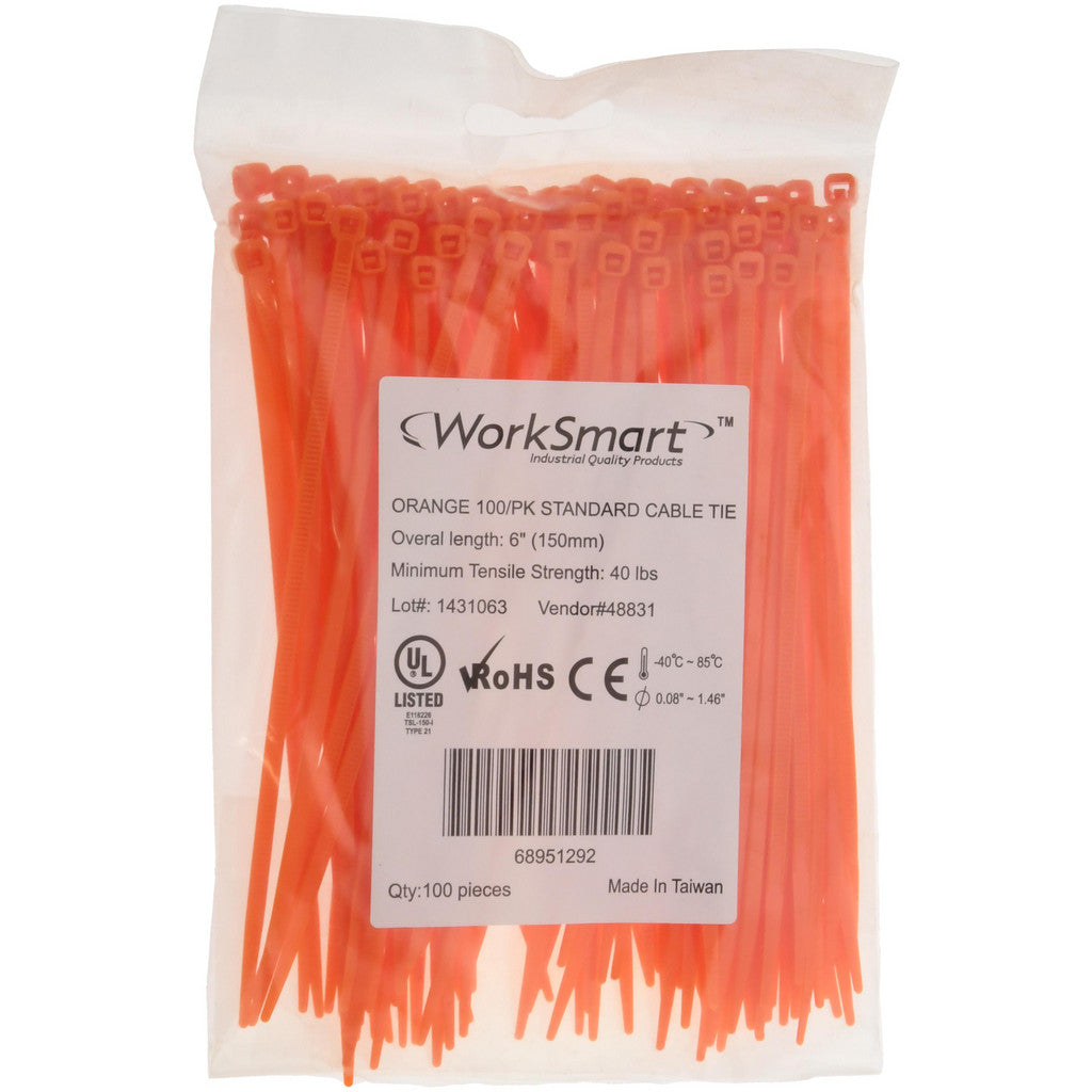 PRO-SOURCE - Cable Tie: 6" Long, Orange, Nylon, Standard | MSC Industrial Supply Co.