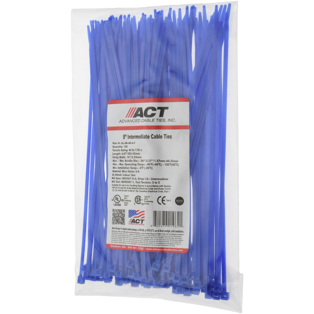 Value Collection - Cable Tie: 8.875" Long, Blue, Nylon, Standard | MSC Industrial Supply Co.