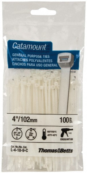 Thomas & Betts - Cable Tie: 4" Long, Natural, Nylon, Standard | MSC Industrial Supply Co.