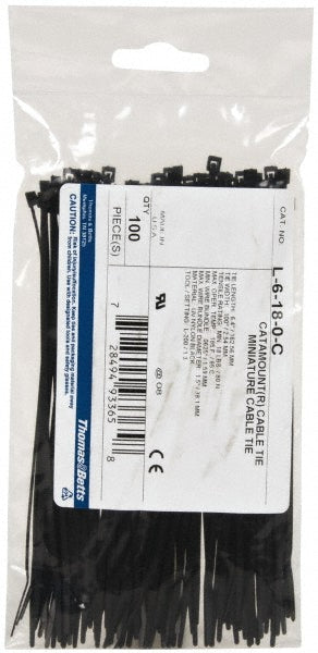 Thomas & Betts - Cable Tie: 6.4" Long, Black, Nylon, Standard | MSC Industrial Supply Co.