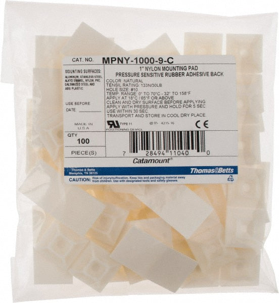 Thomas & Betts - Natural (Color), Nylon, Four Way Cable Tie Mounting Base | MSC Industrial Supply Co.