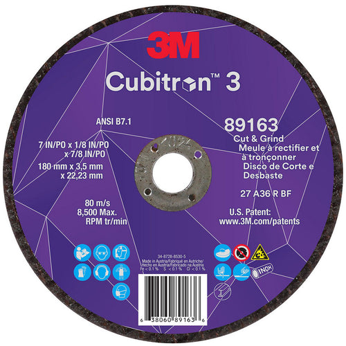 3M - Depressed-Center Wheel: Type 27, 7" Dia, 1/8" Thick, 7/8" Hole, Precision Shaped Ceramic | MSC Industrial Supply Co.