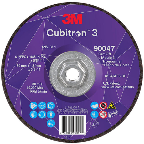 3M - Depressed-Center Wheel: Type 27, 6" Dia, 0.0450" Thick, 5/8-11 Hole, Precision Shaped Ceramic | MSC Industrial Supply Co.