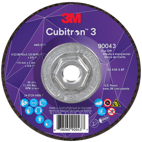3M - Depressed-Center Wheel: Type 27, 4-1/2" Dia, 1/8" Thick, 5/8-11 Hole, Precision Shaped Ceramic | MSC Industrial Supply Co.