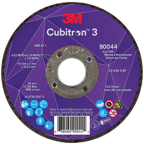 3M - Depressed-Center Wheel: Type 27, 4-1/2" Dia, 1/8" Thick, 7/8" Hole, Precision Shaped Ceramic | MSC Industrial Supply Co.