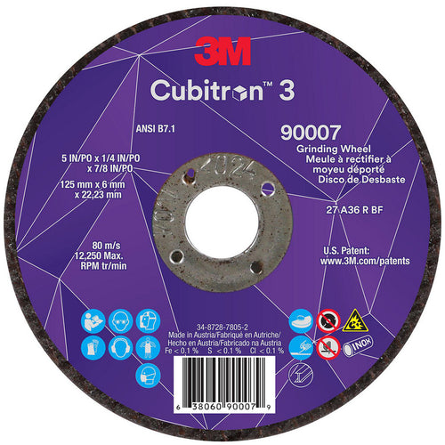 3M - Depressed-Center Wheel: Type 27, 5" Dia, 1/4" Thick, 7/8" Hole, Precision Shaped Ceramic | MSC Industrial Supply Co.