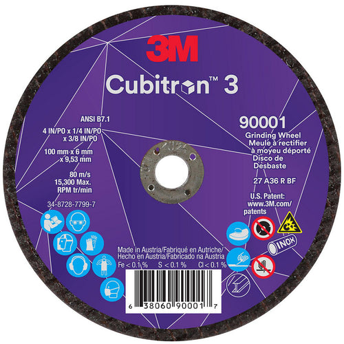 3M - Depressed-Center Wheel: Type 27, 4" Dia, 1/4" Thick, 3/8" Hole, Precision Shaped Ceramic | MSC Industrial Supply Co.
