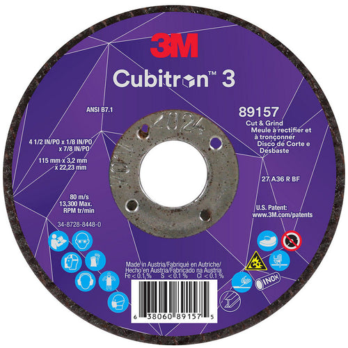 3M - Depressed-Center Wheel: Type 27, 4-1/2" Dia, 1/8" Thick, 7/8" Hole, Precision Shaped Ceramic | MSC Industrial Supply Co.