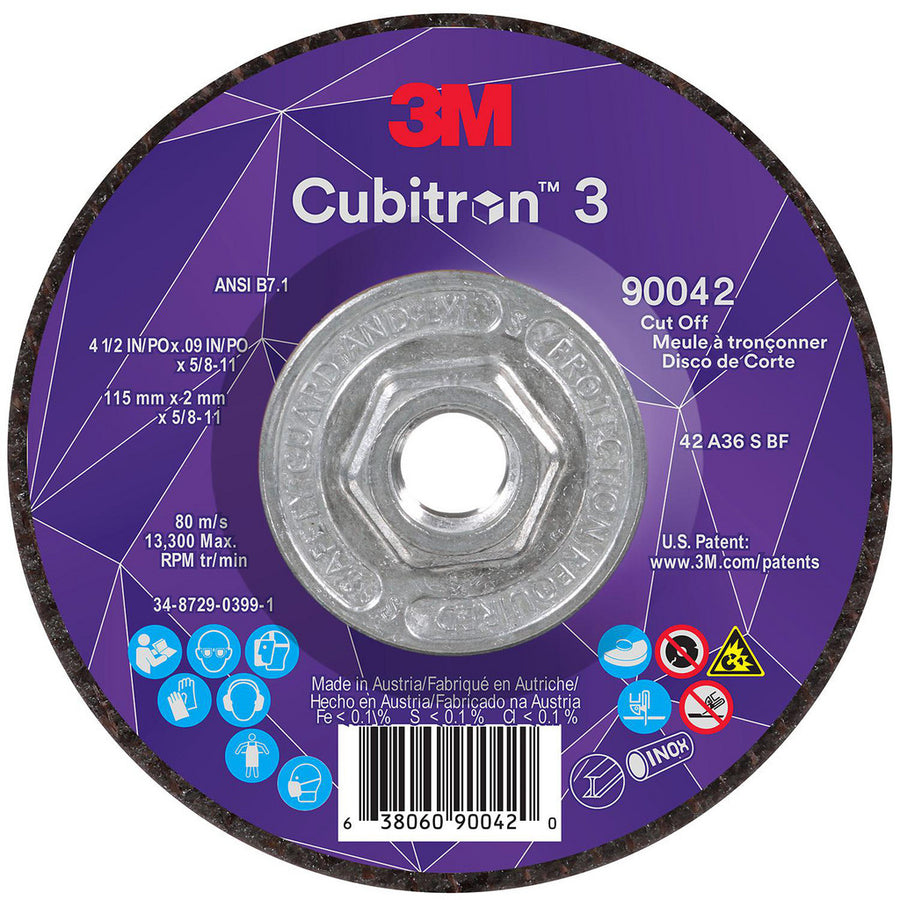 3M - Depressed-Center Wheel: Type 27, 4-1/2" Dia, 0.0900" Thick, 5/8-11 Hole, Precision Shaped Ceramic | MSC Industrial Supply Co.