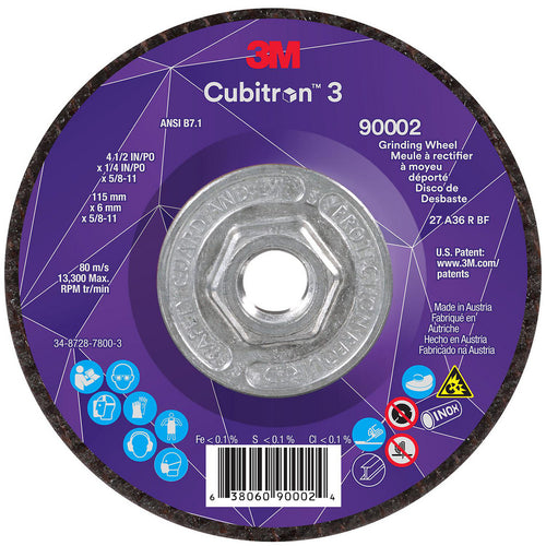 3M - Depressed-Center Wheel: Type 27, 4-1/2" Dia, 1/4" Thick, 5/8-11 Hole, Precision Shaped Ceramic | MSC Industrial Supply Co.