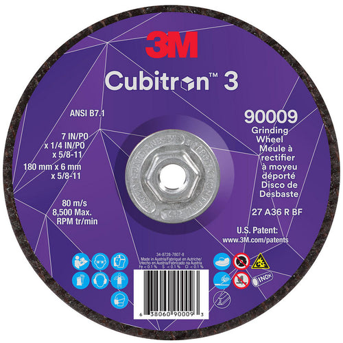 3M - Depressed-Center Wheel: Type 27, 7" Dia, 1/4" Thick, 5/8-11 Hole, Precision Shaped Ceramic | MSC Industrial Supply Co.