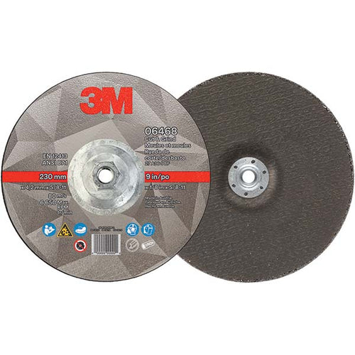 3M - Depressed-Center Wheel: Type 27, 9" Dia, 1/8" Thick, 5/8-11 Hole, Ceramic | MSC Industrial Supply Co.